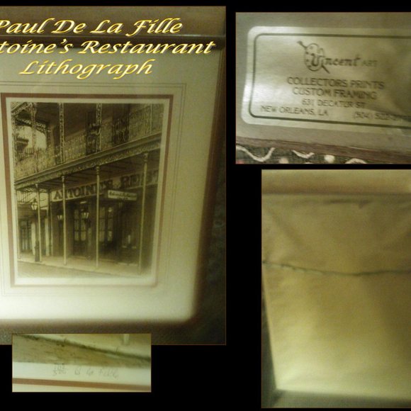 1976 New Orleans Antonie's Restaurant Art piece
